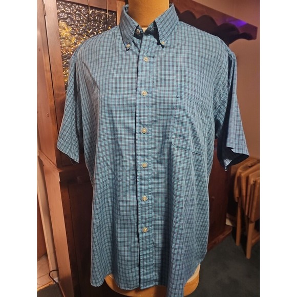 River Trader Blue Plaid Nor'Easter Button Down Long Sleeve Shirt Men's Size L - Picture 1 of 5